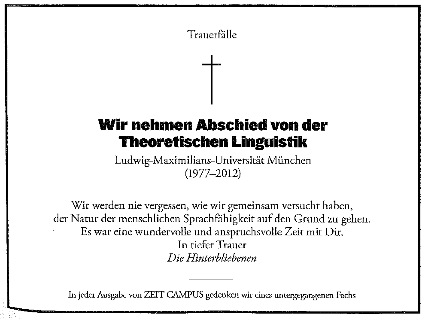 theoretische linguistik todesanzeige traueranzeige